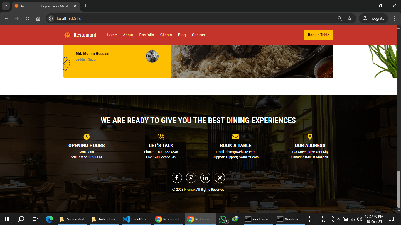 Hover Restaurant Home - Landing Page